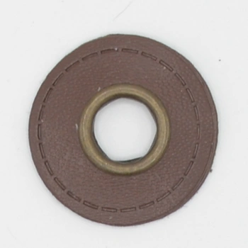 Läderlapp med öljett - Rund, Brun 8mm