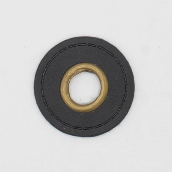 Läderlapp med öljett - Rund, Svart 8mm