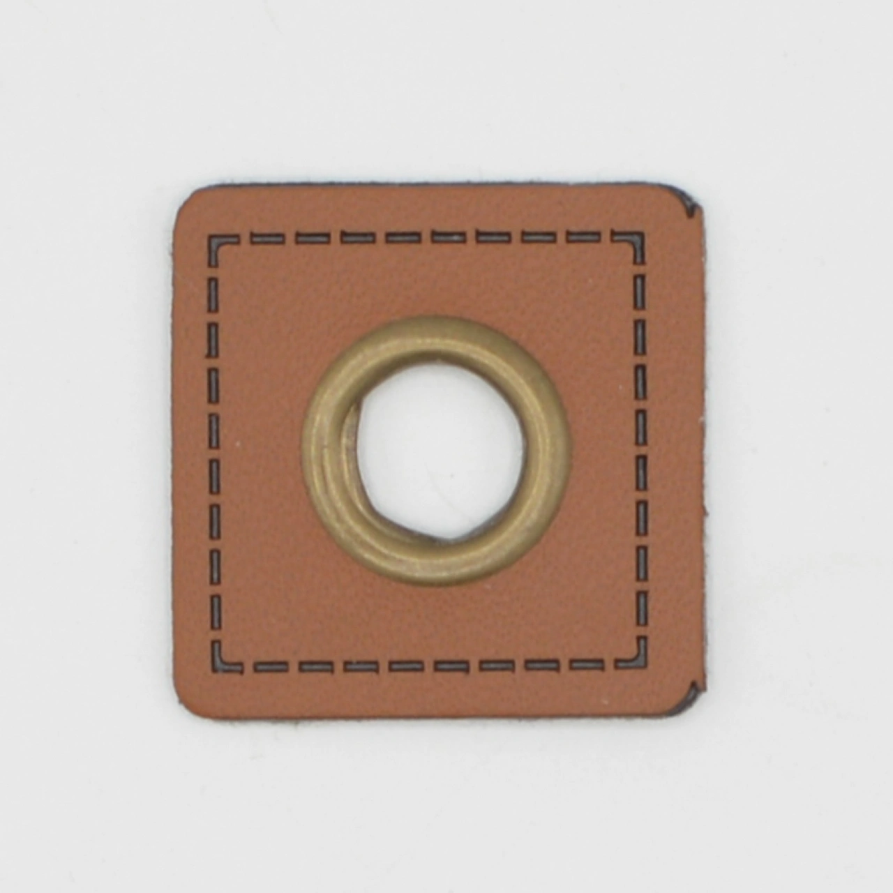 Läderlapp med öljett - Fyrkant, Cognac 8mm