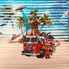 Nalle med brandbil - Panel