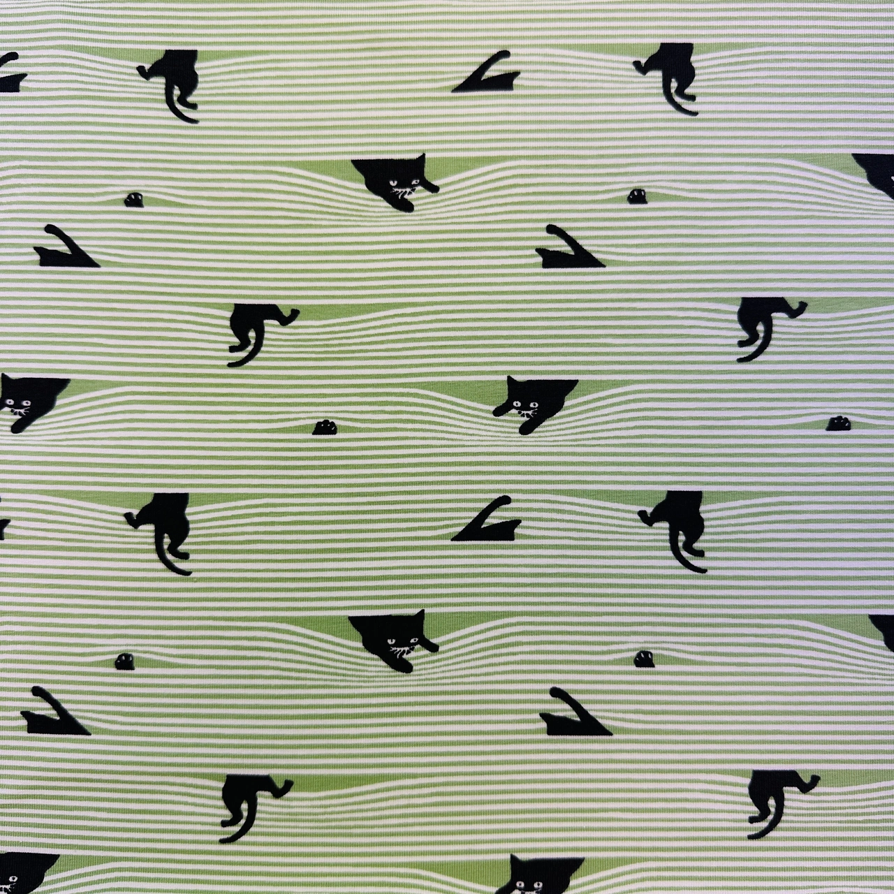 Hiden Cats, green - Jersey fabric