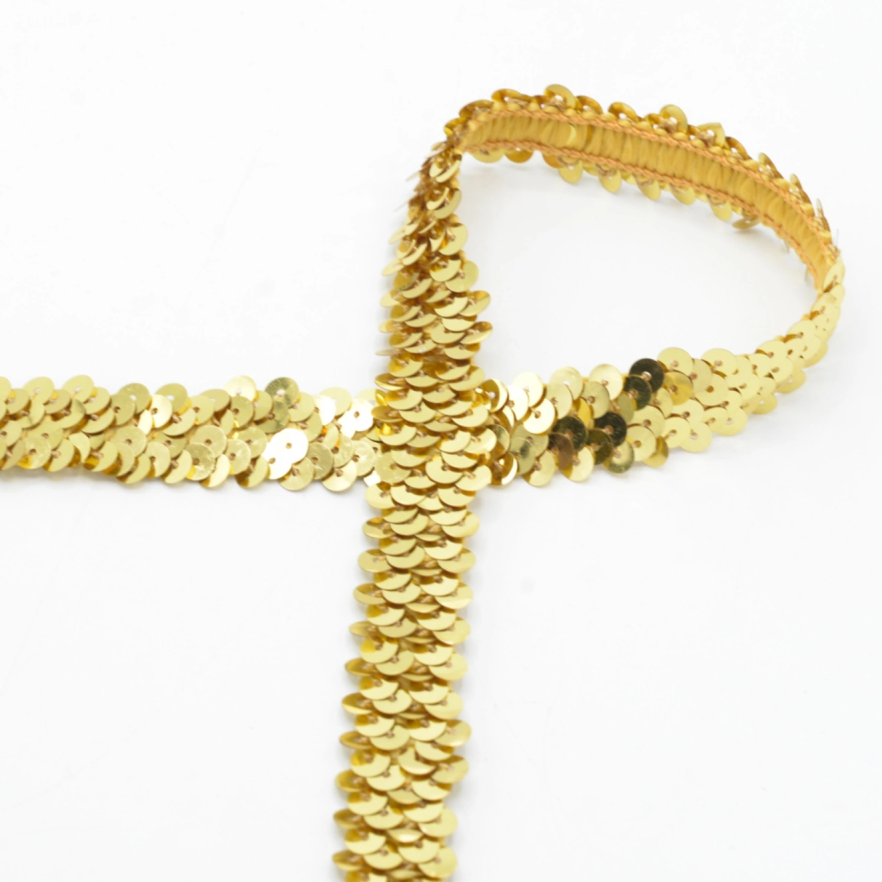 Guld - Elastiskt Paljettband