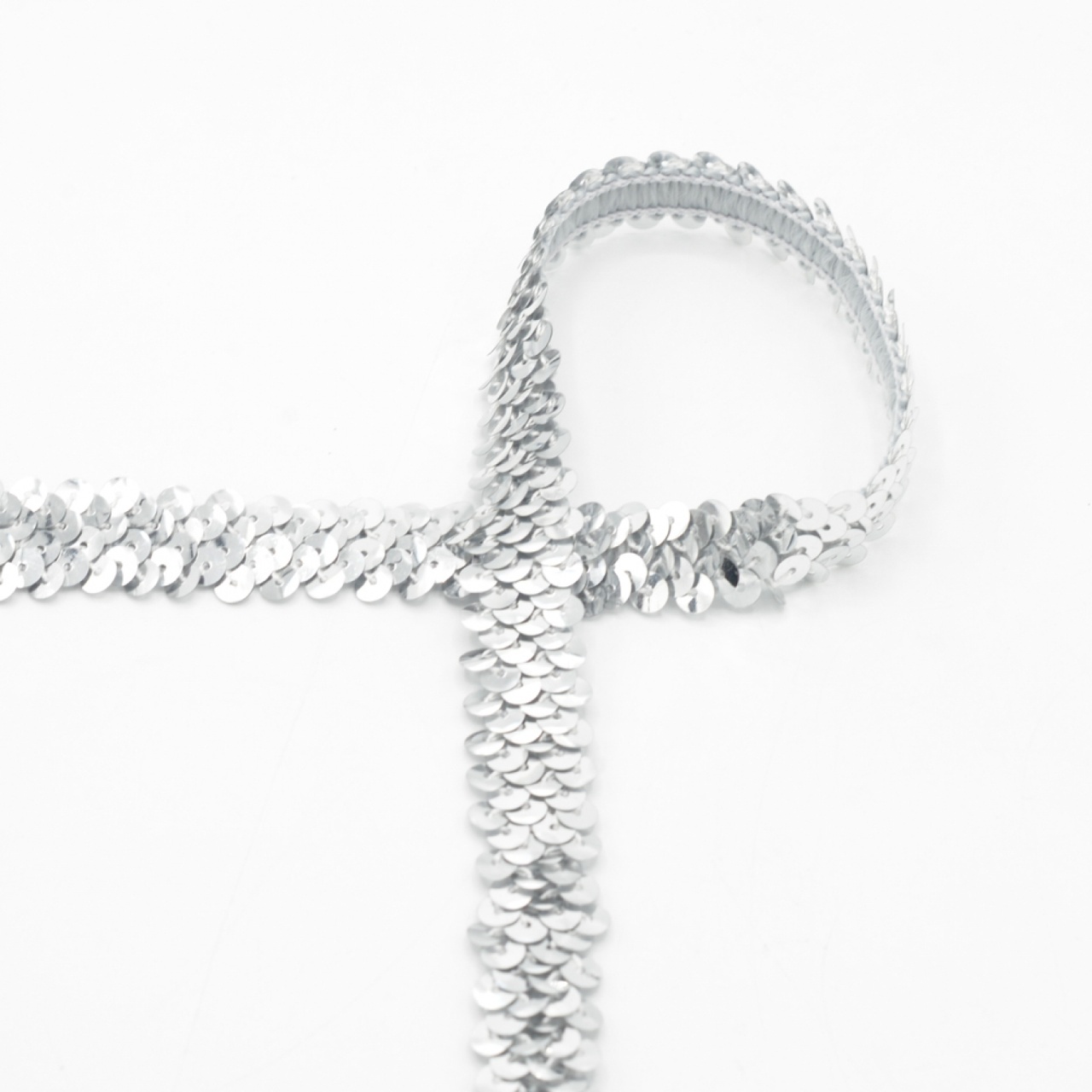 Silver - Elastiskt Paljettband