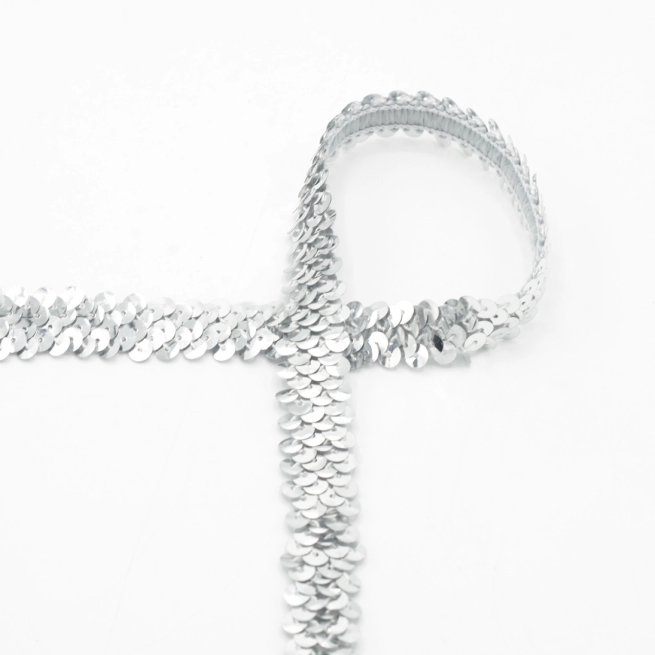 Silver - Elastiskt Paljettband