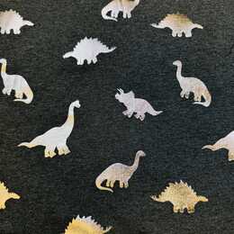Dinos, guldfolie print  - Trikåtyg