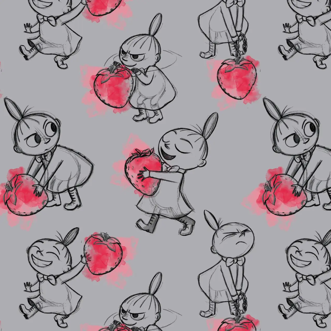 My & my strawberries, Grey - Moomin By ZannaZ