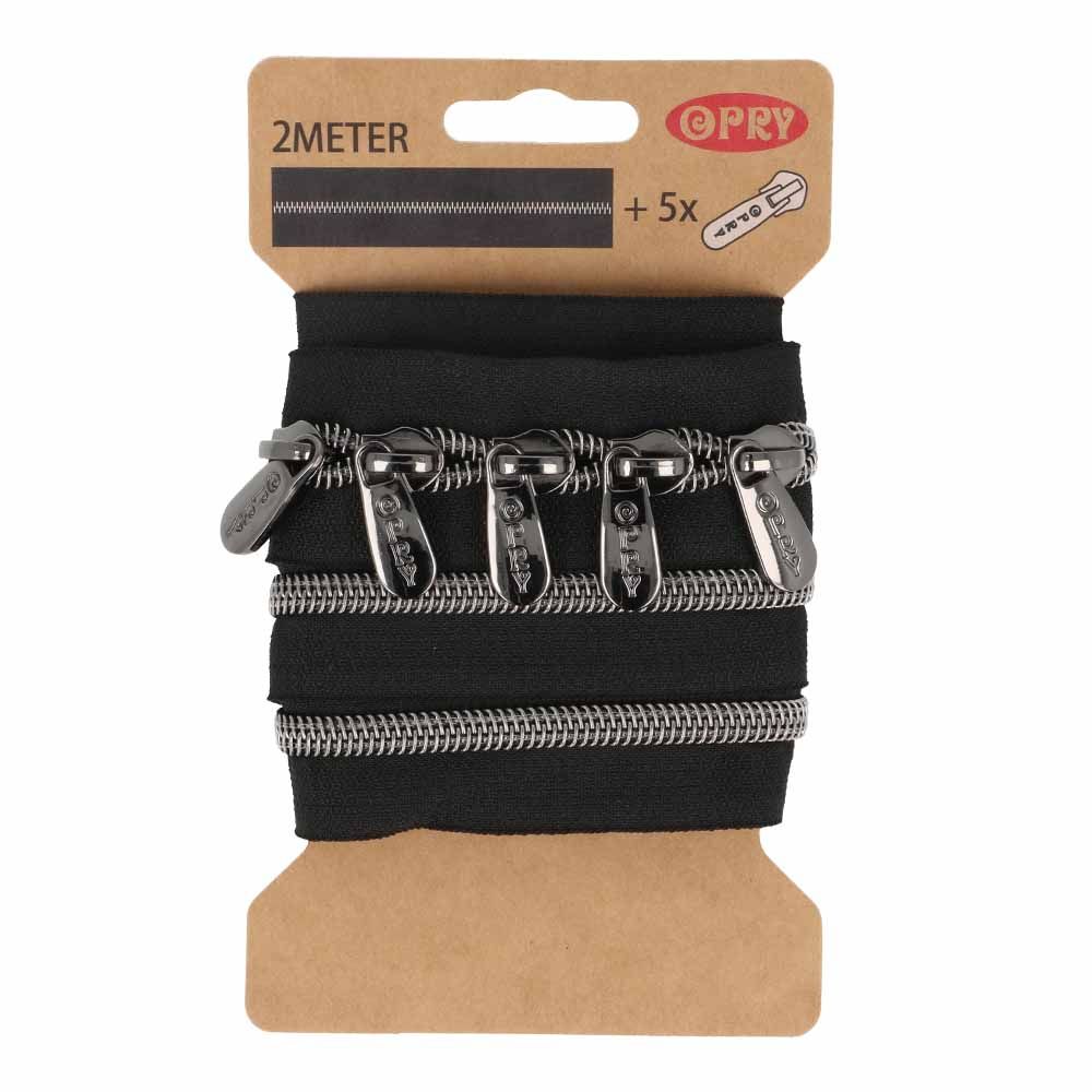 2 meter Dragkedja - Gunmetall black