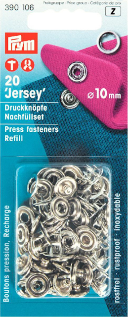 Nittrycknapp  jersey 10mm - 20st