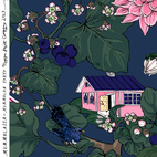 Mormors höst, blue,pink - Trikåtyg