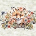 Räv med blommor - Panel