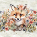 Räv med blommor - Panel