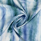 Blå/grön - Muslin tyg, Batik