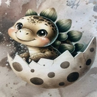 Nykläckt dino, grön - Zelected By ZannaZ