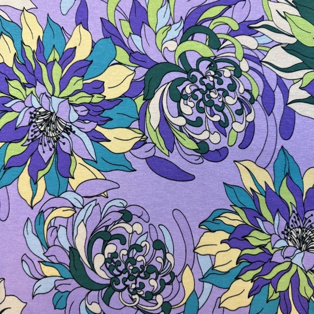 Flowers Dusty Lilac - Viscose jersey