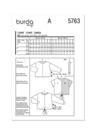 Burda 5763 Misses T-shirts