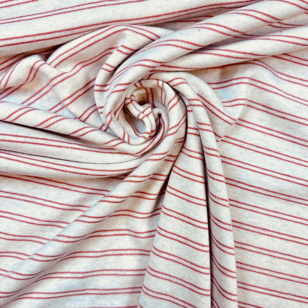 Ribbstickat - Beige/röd Smal