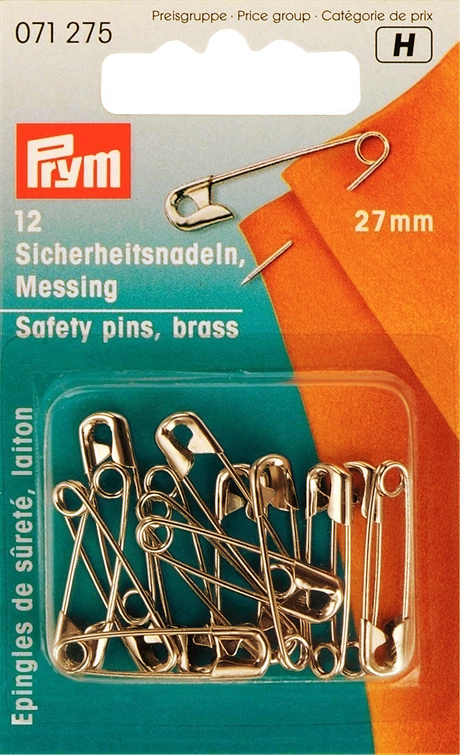 PRYM - Säkerhetsnålar 27 mm, 12 st mässing