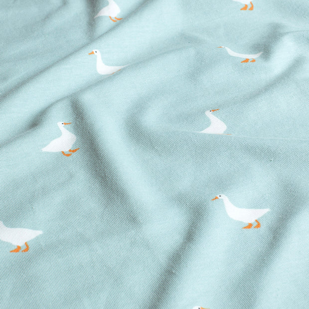 Liten gås, ljusblå-grön- Trikåtyg