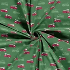 Fire trucks, green - Jersey fabric