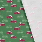 Fire trucks, green - Jersey fabric