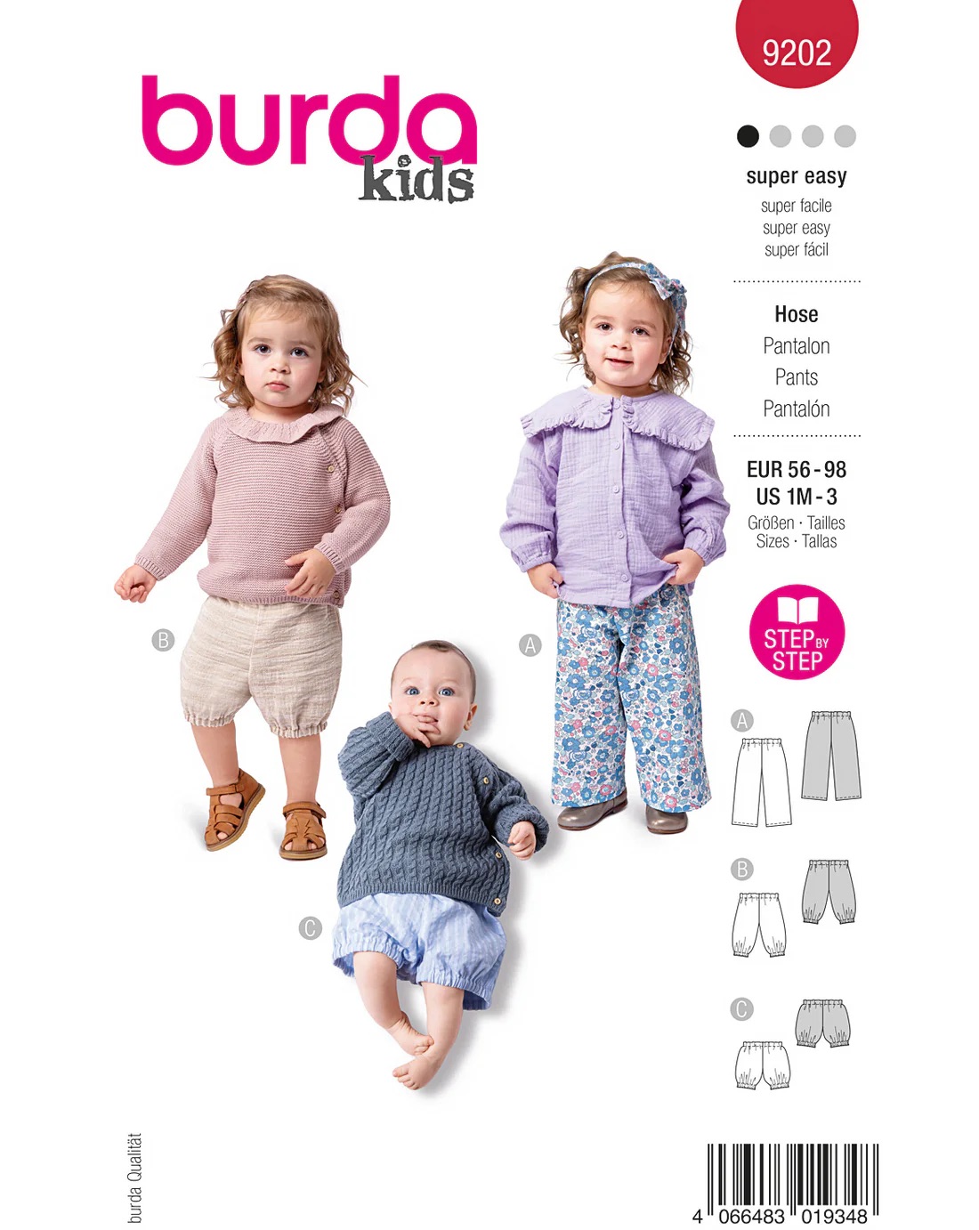 Burda 9202 - Byxa Shorts - Flicka Pojke Baby