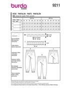 Burda 9211 - Byxa Shorts - Flicka Pojke