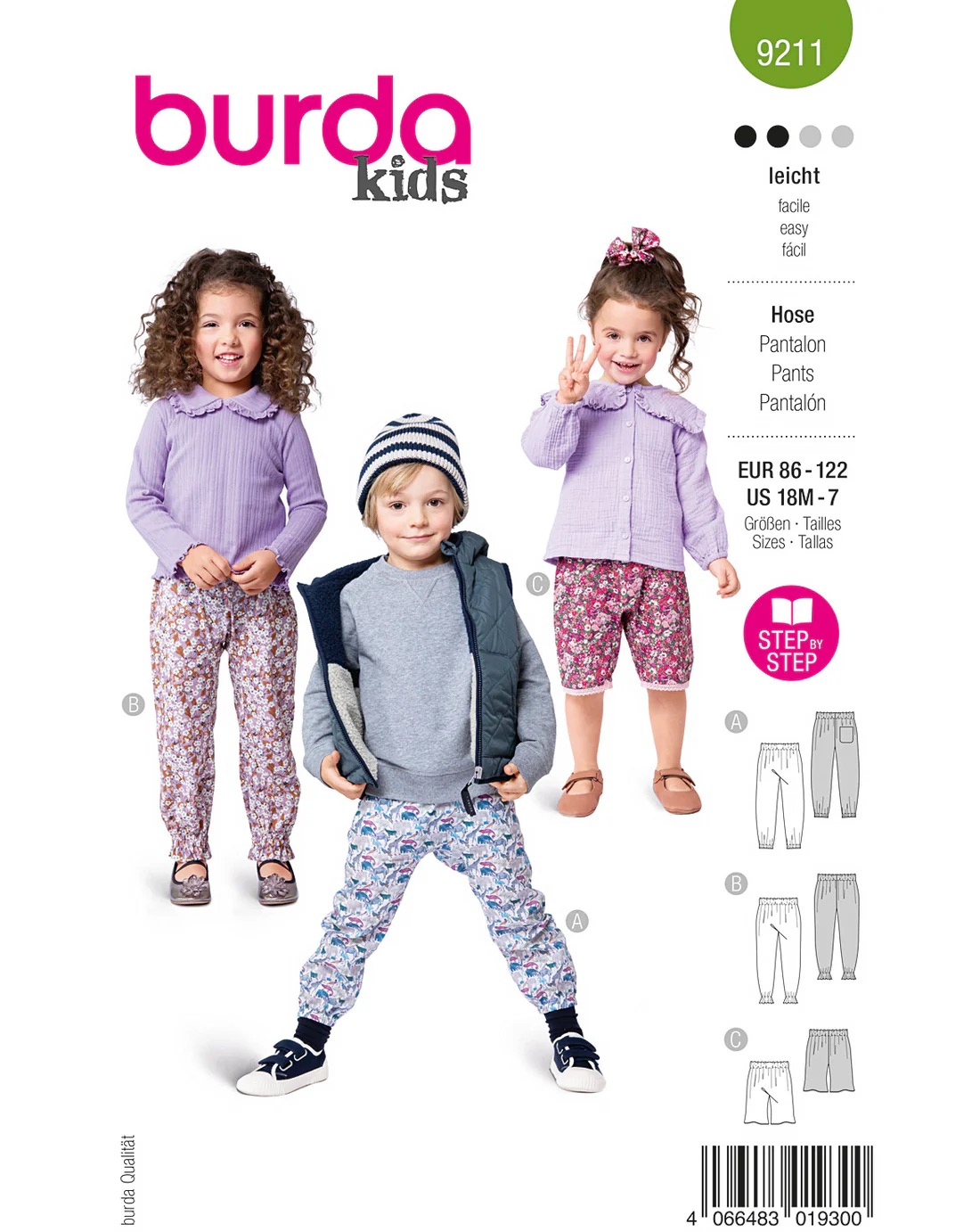 Burda 9211 - Byxa Shorts - Flicka Pojke