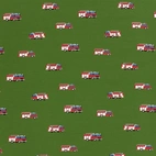 Brandbilar, grön - Trikåtyg