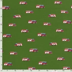 Brandbilar, grön - Trikåtyg