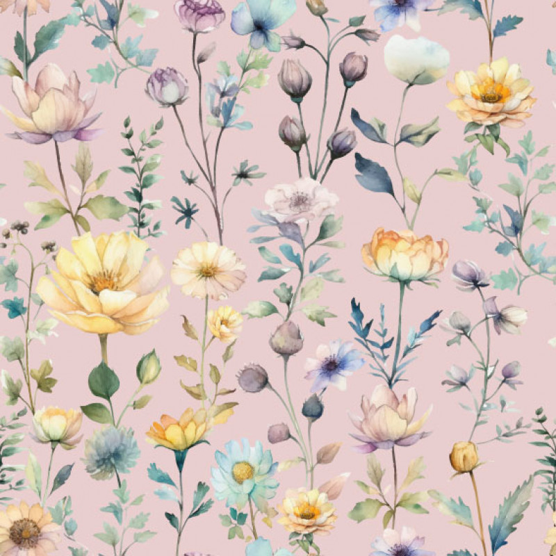 Floral rosa - Trikåtyg