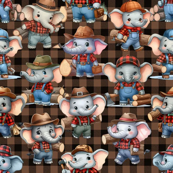 Cute Elephants Dark Brown - jogging