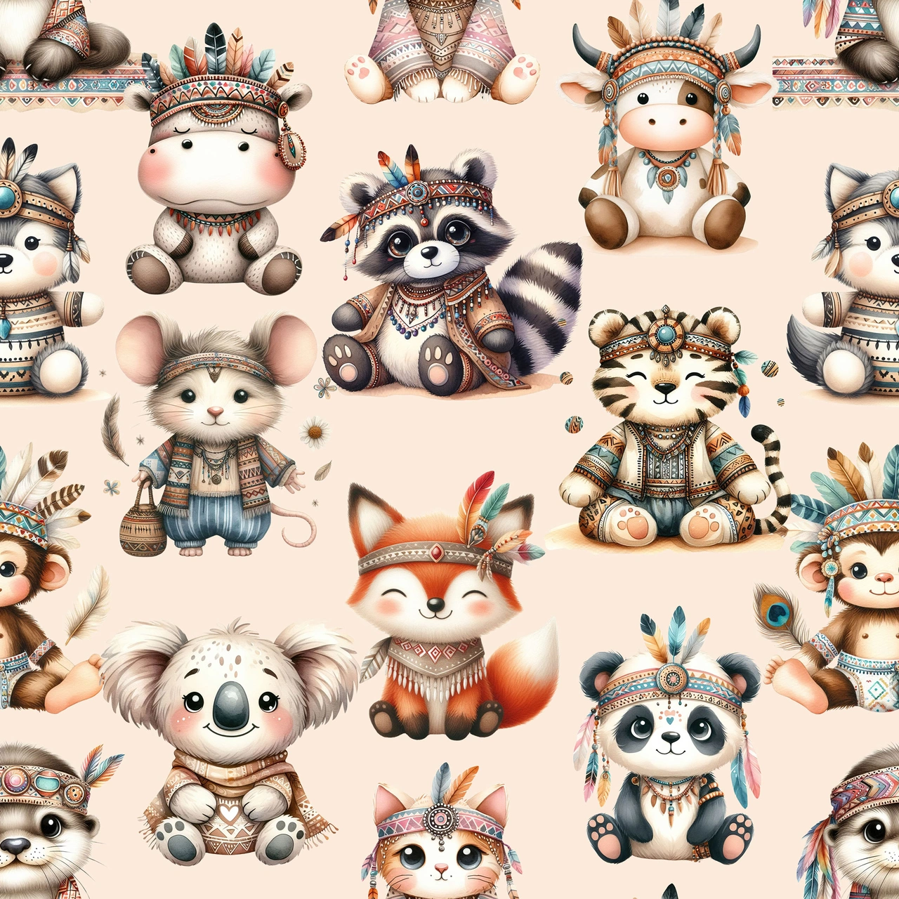 Indian djur - Trikåtyg