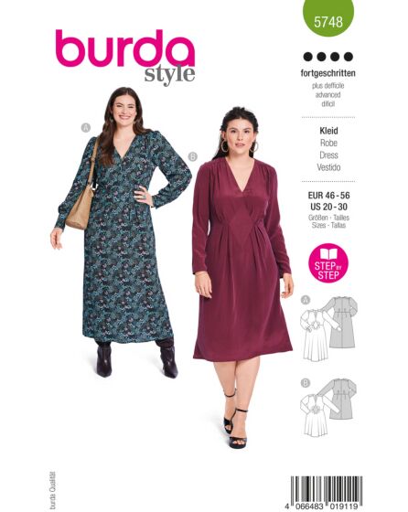 Burda 5748 - Dam - Midiklänningar