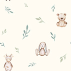Rabbit & Bears - Digitaltryckt Muslin tyg
