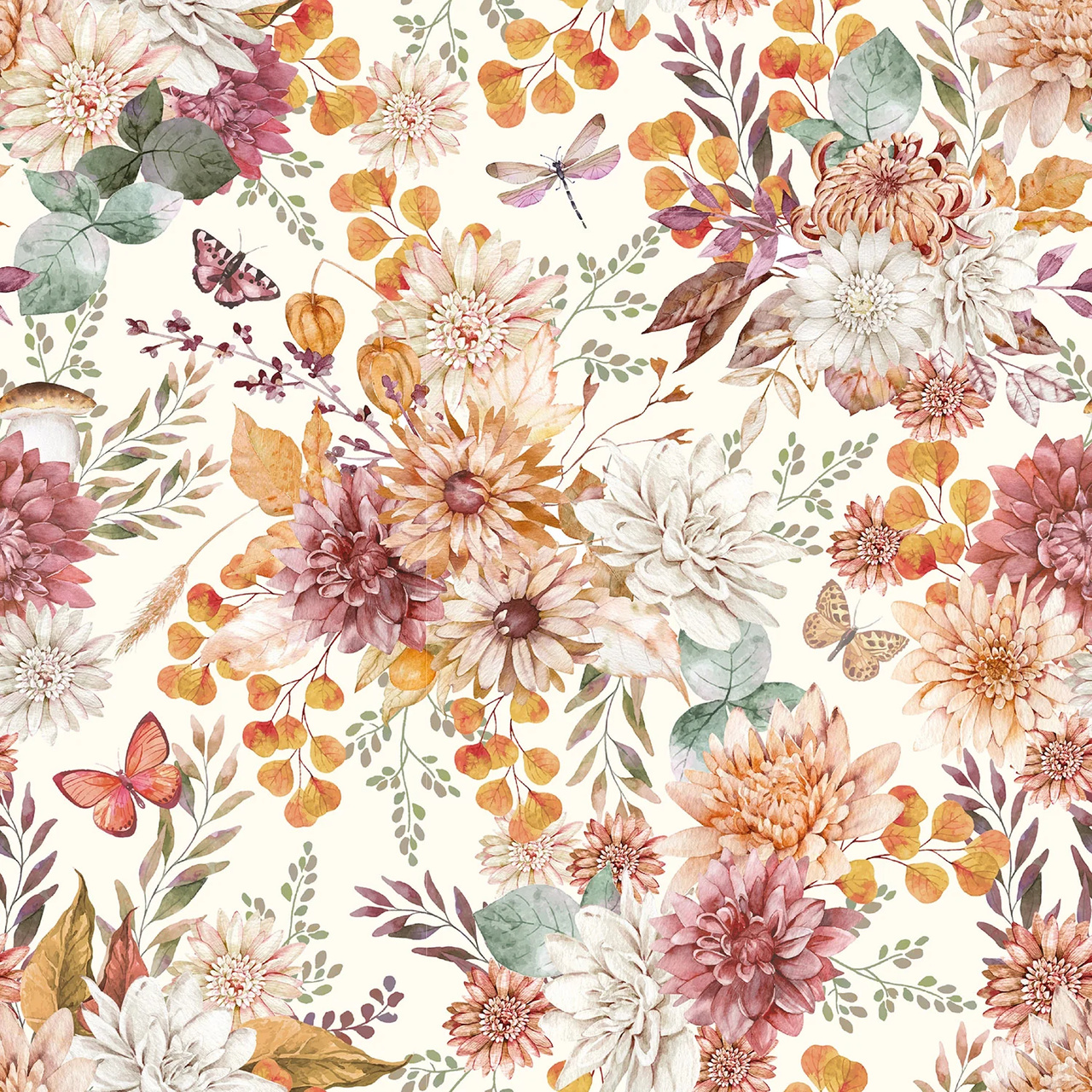 Flowers - Digitaltryckt Muslin tyg