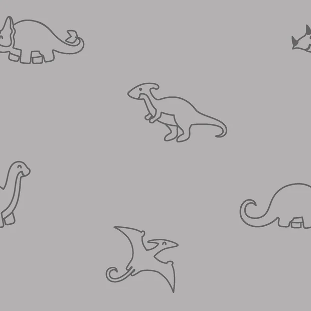 Dinos, Light Grey - Stretch Frotte'