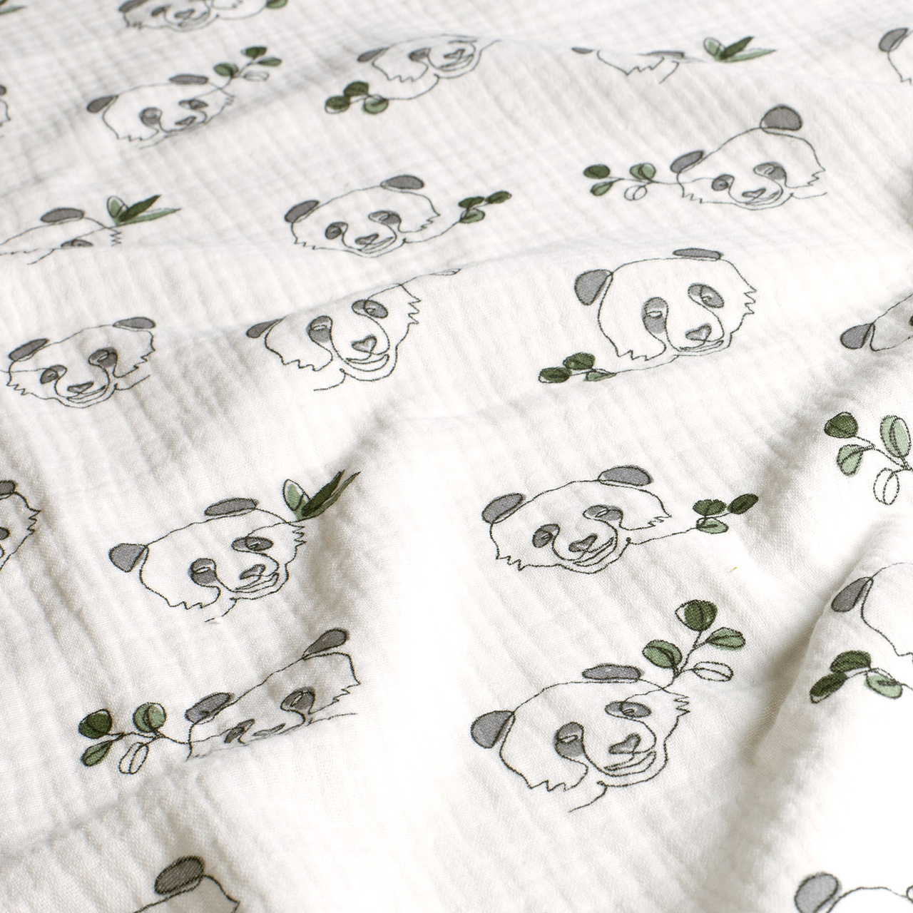 Panda - Digitaltryckt Muslin tyg