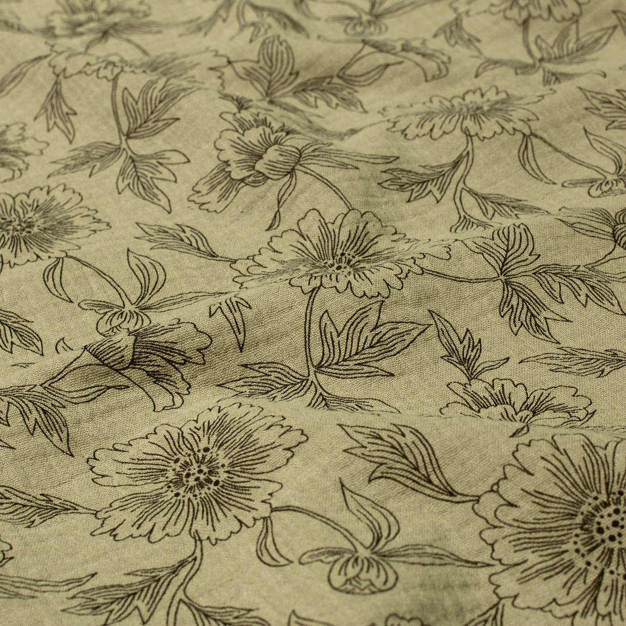 Flower, dusty khaki - Muslin