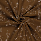 Animal, brun - Digitaltryckt Muslin tyg