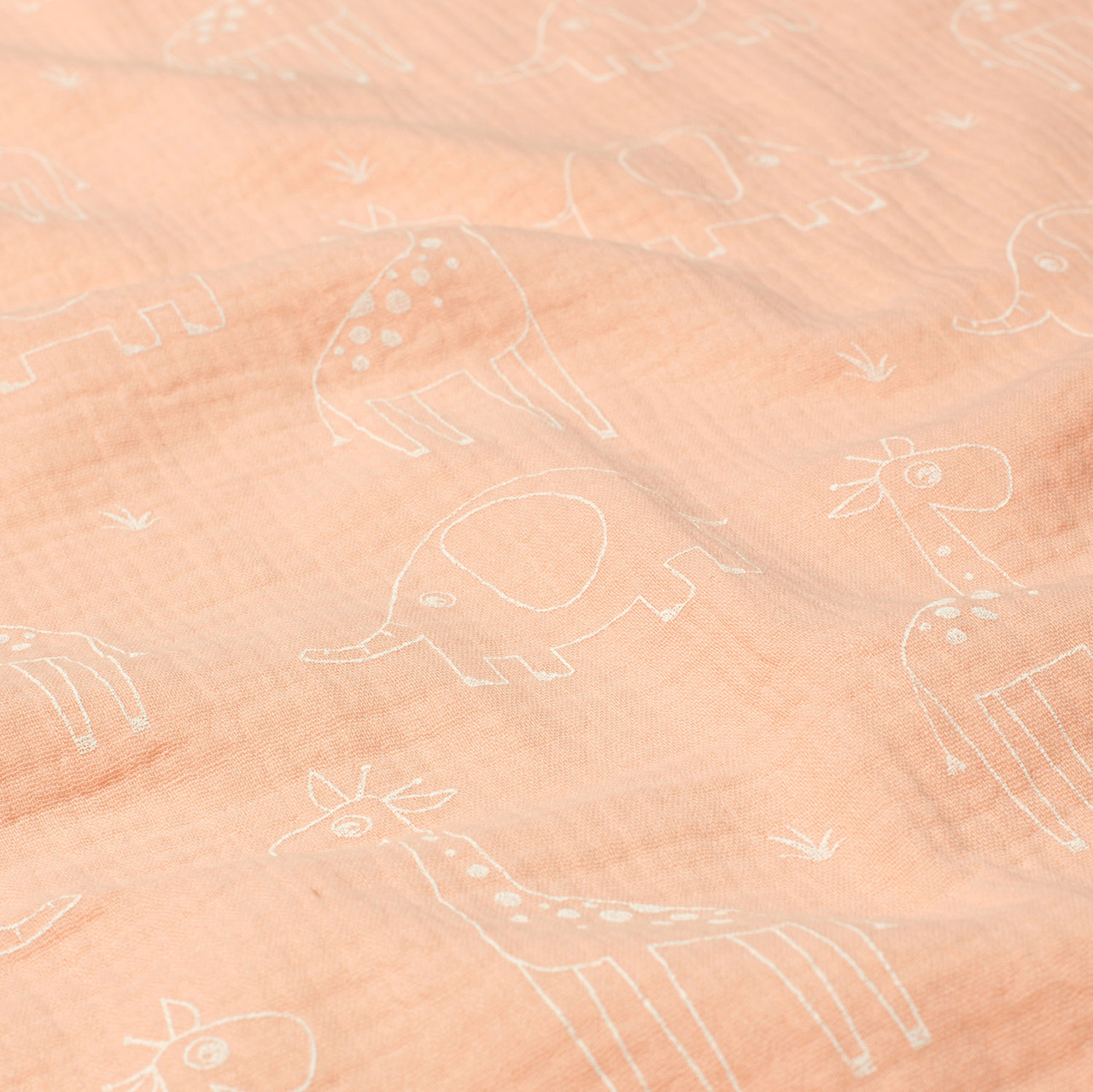 Animal, peach - Digitaltryckt Muslin tyg