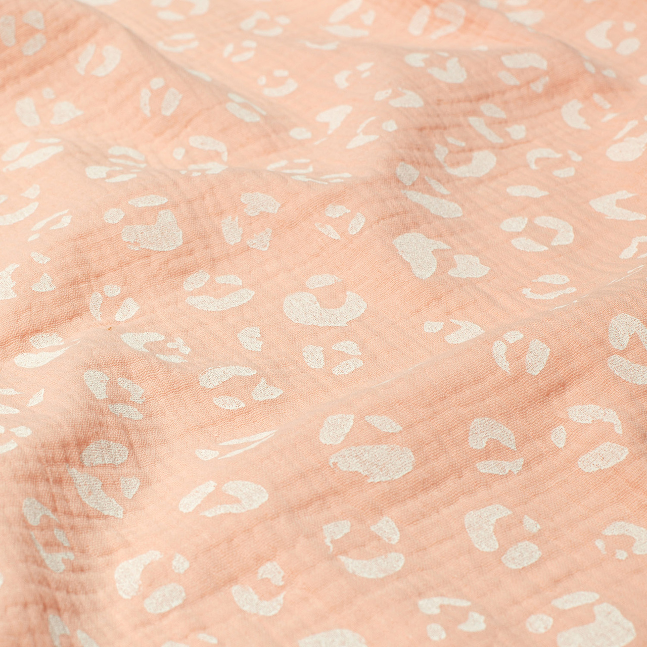 Leo, peach - Digitaltryckt Muslin tyg