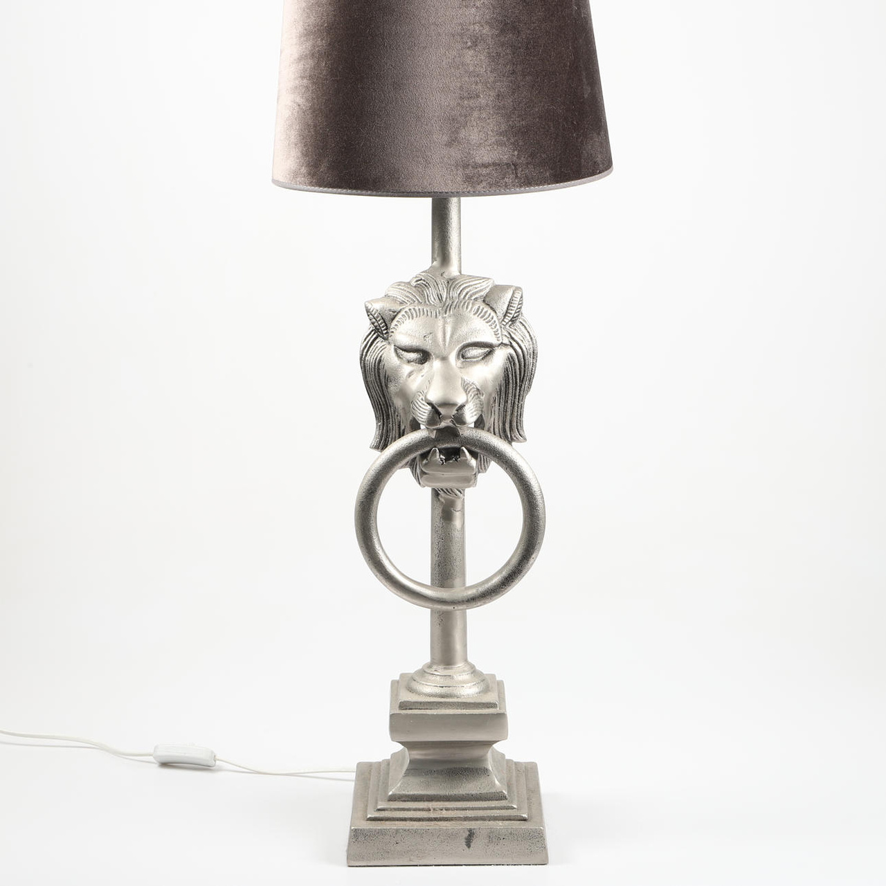 Lion - Bordslampa antik Silver