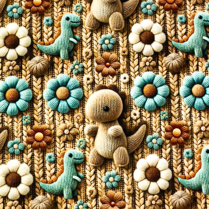 3D dinos  - Trikåtyg