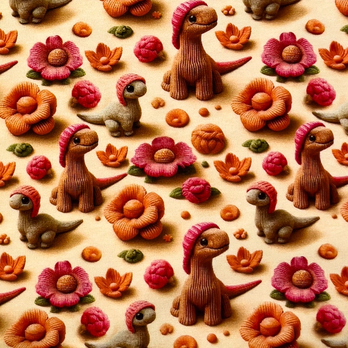 3D cute dinos  - Trikåtyg