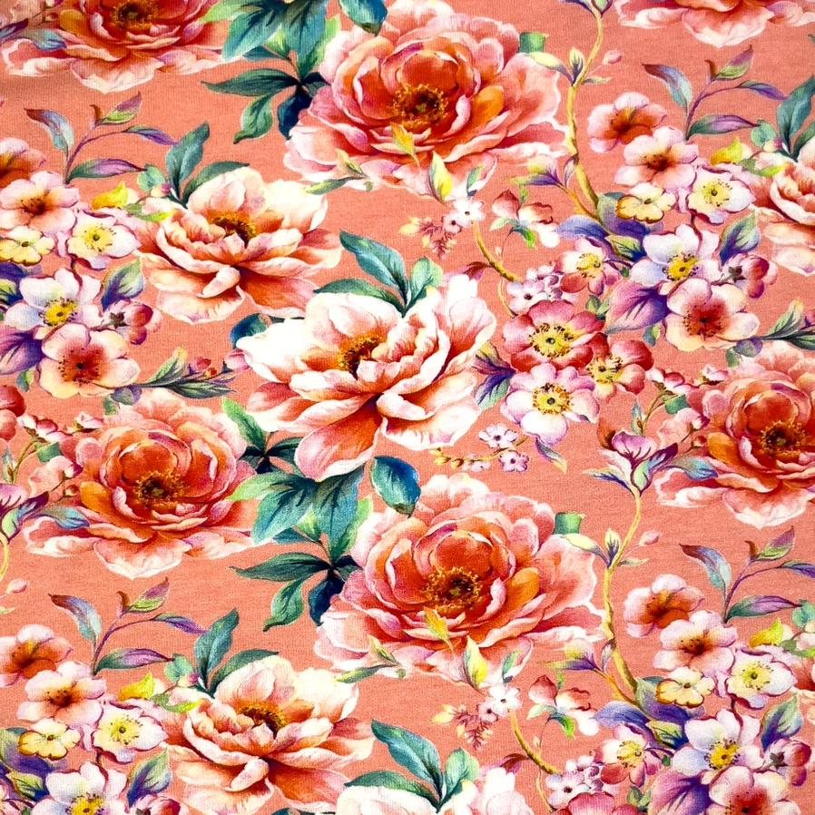 Printed Watercolor Flowers  - Trikåtyg