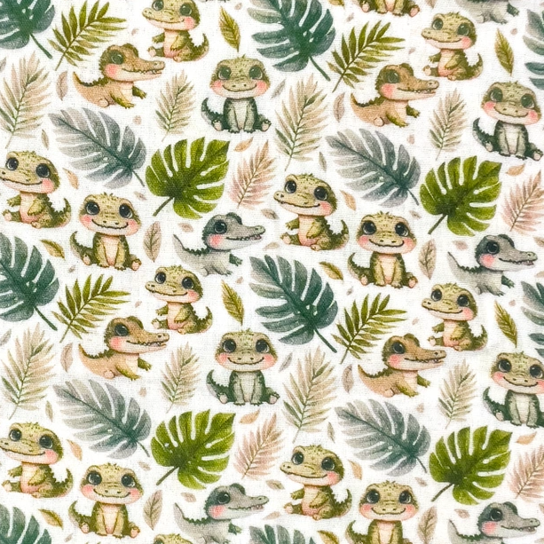 Safari krokodil - Digitaltryckt Muslin tyg