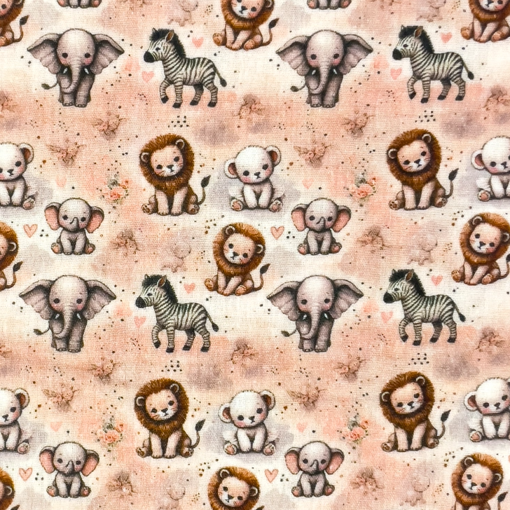 Safari , buddy - Digitaltryckt Muslin tyg