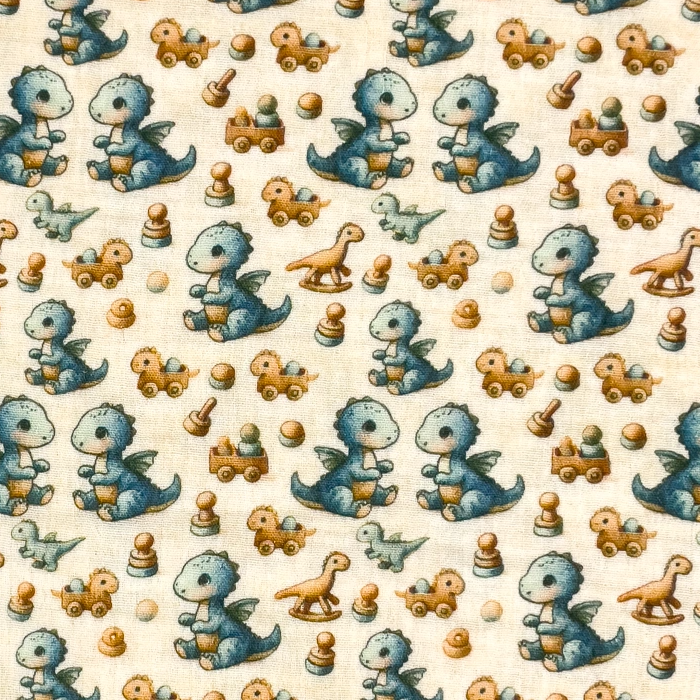 Baby Dino's - Digitaltryckt Muslin tyg