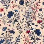Blå blommor - Digitaltryckt Muslin tyg