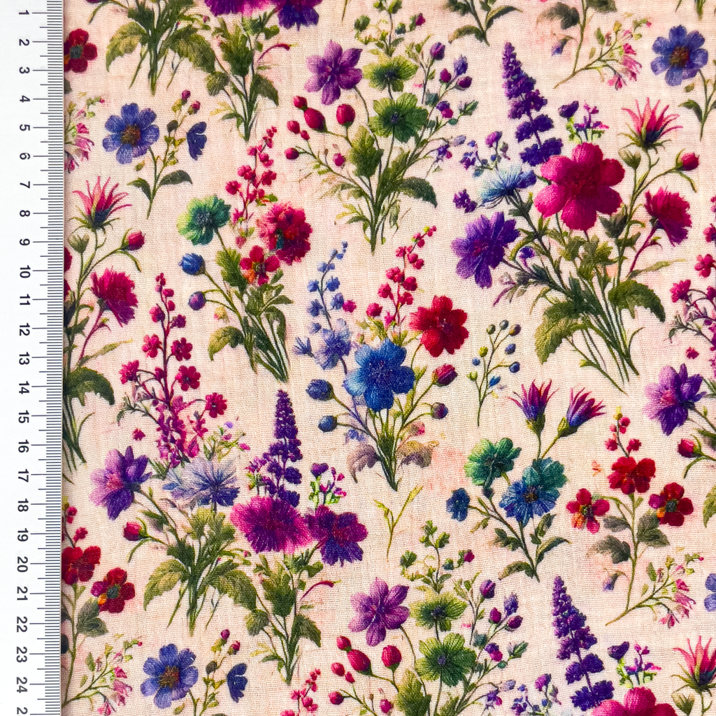 Blomster - Digitaltryckt Muslin tyg
